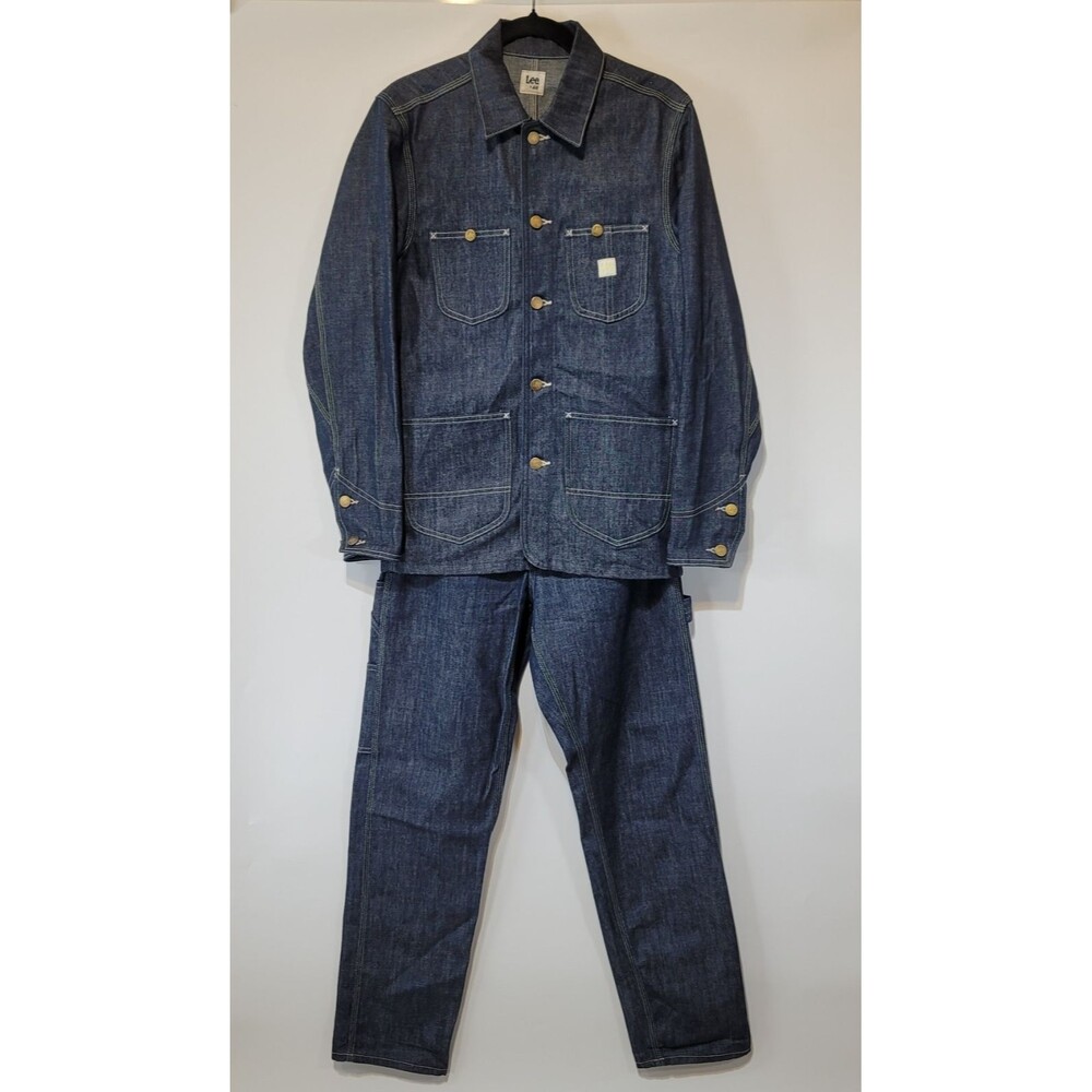 Lee x H&M Denim Chore Jacket Pants Set Men's XS Engineer Workwear Hemp Utility